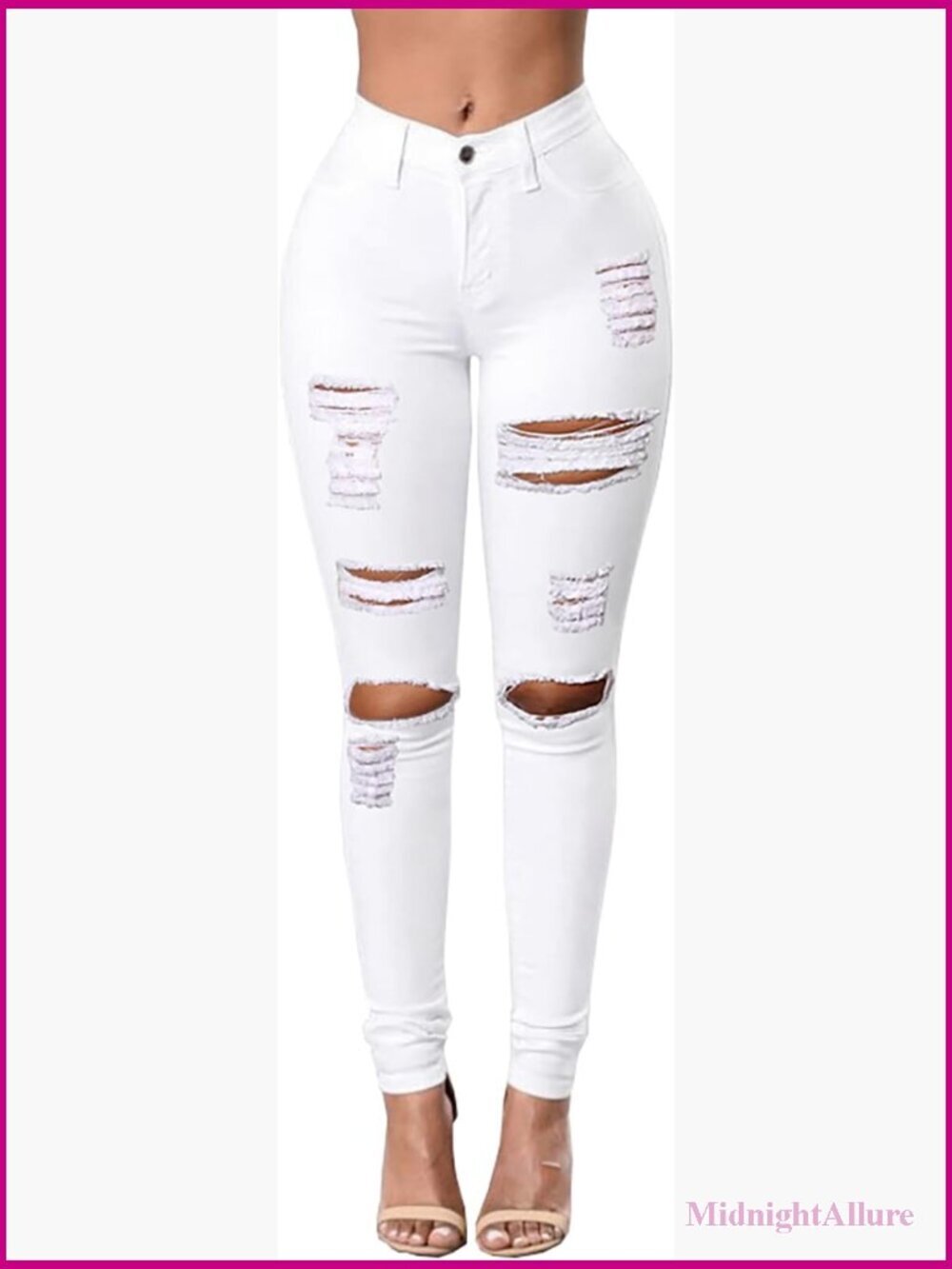 High Waisted Ripped Skinny Jeans Stretch Slim Fit Distressed Denim Pants